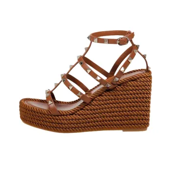 Valentino Rockstud Roman Sandals Women's Brown