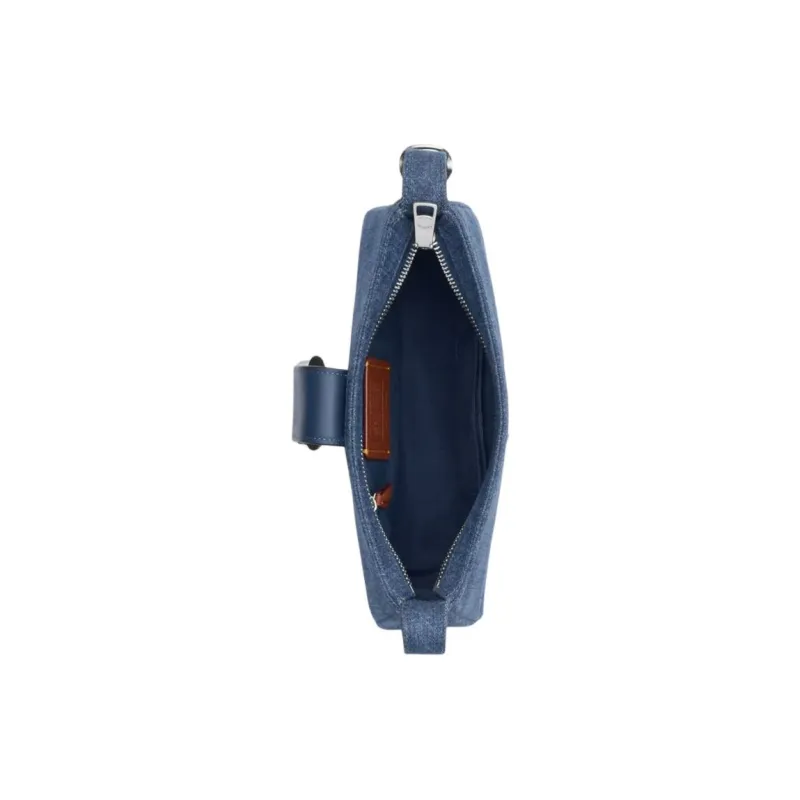 COACH ElizaSignature Denim With Smooth Leather Handbag Shoulder Bag Regular Women's Denim & Silver & Indigo-2