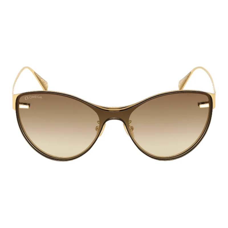 OMEGA Metal Cat Eye Sunglasses Women's Gold-1