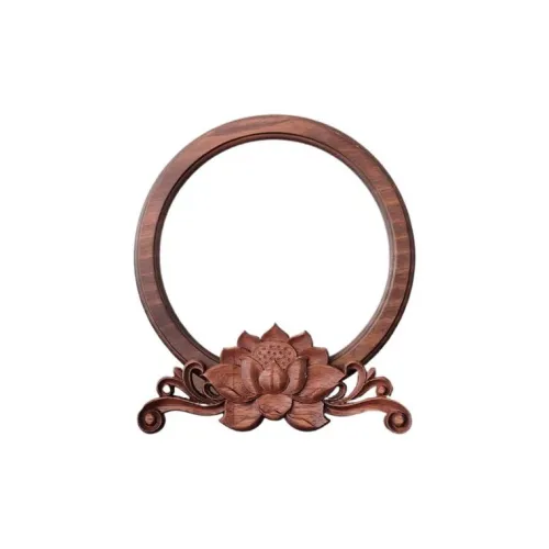 XIBI Vintage Wooden Round Vanity Table With Chinoiserie Traditional Chinese Style Desktop Mirror For Wedding Dowry