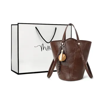 MILLIE'S Synthetic Leather Handbag Tote Regular Women's Brown Coffee