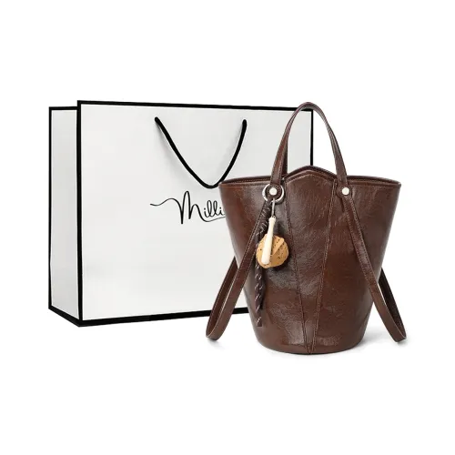 MILLIE'S Synthetic Leather Handbag Tote Regular Women's Brown Coffee