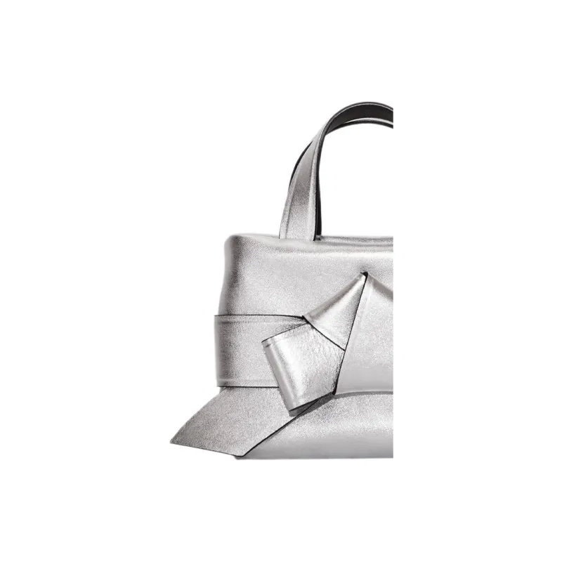 Acne Studios Musubi Lambskin Tote Bag, Shopping Bag, Shoulder Bag, Crossbody Bag, Handbag Extra Mini Women's Silver-2