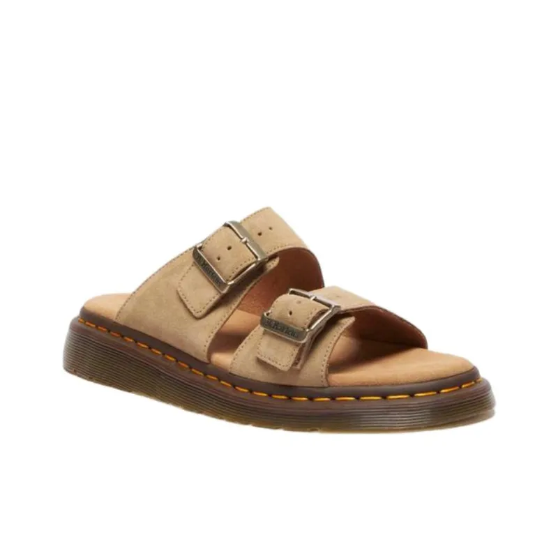 Dr. Martens Josef Suede Slide Sandals Savannah Tan Bronx Suede-1
