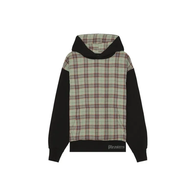 PLEASURES Career Contrast Plaid Hoodie-0