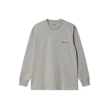 Carhartt WIP American Script Long Sleeve T Shirt T Shirt Men's Gray