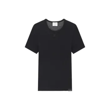 COURREGES Mesh Crew neck T shirt