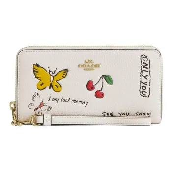 COACH Zip Around Leather Wallet Trumpets Women's White