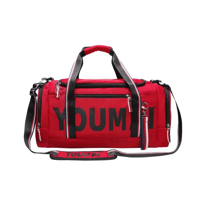 Deli Bear Nylon Gym Bag Unisex Black Khaki/Red/Pink-13
