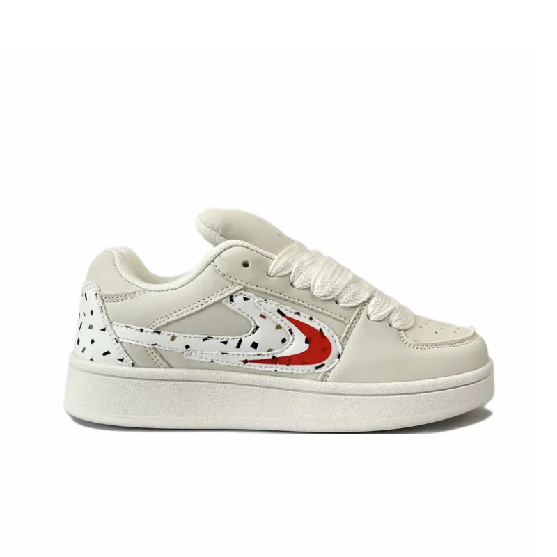 JIANGSHOU Wear Resistant Height Increasing Slip Resistant Low Top Skateboard Shoes Women's Ecru-1