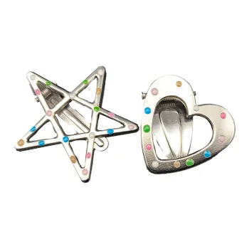 JINGLINGLONG Silver Multicolor Dots Metal Side Clip For Forehead Claw Clip For Stray Hair Slide Side Bangs Clip