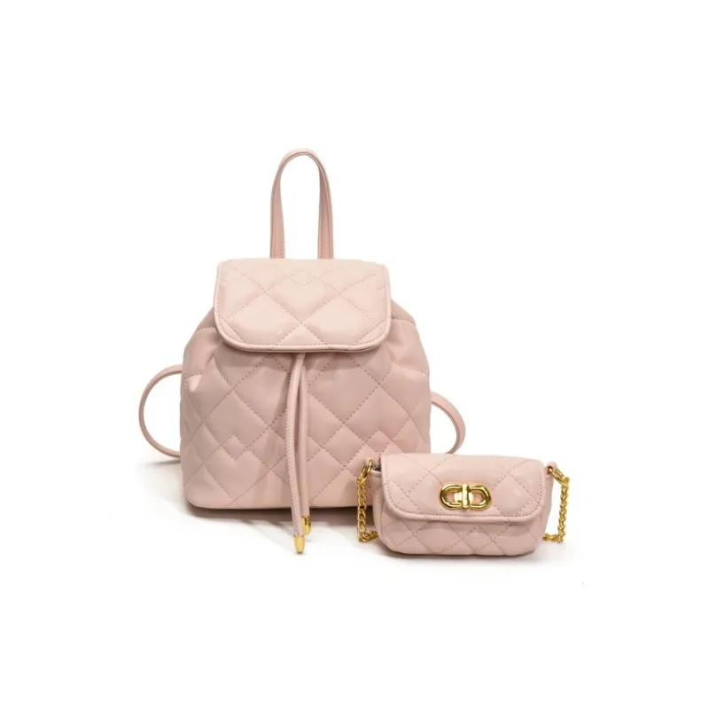 TTaG．baG PU Backpack Women's White/Pink/Black-4