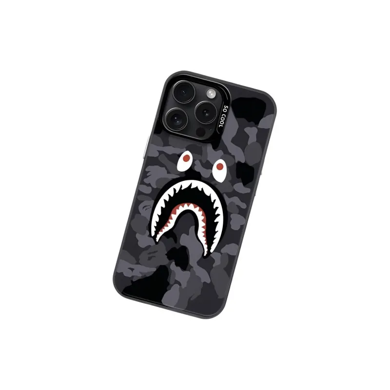 Sopi Acrylic Material Camouflage Shark Phone Cases Compatible With IPhone 16/15 Pro Max/Apple 13/14 Pro Max Collection-1
