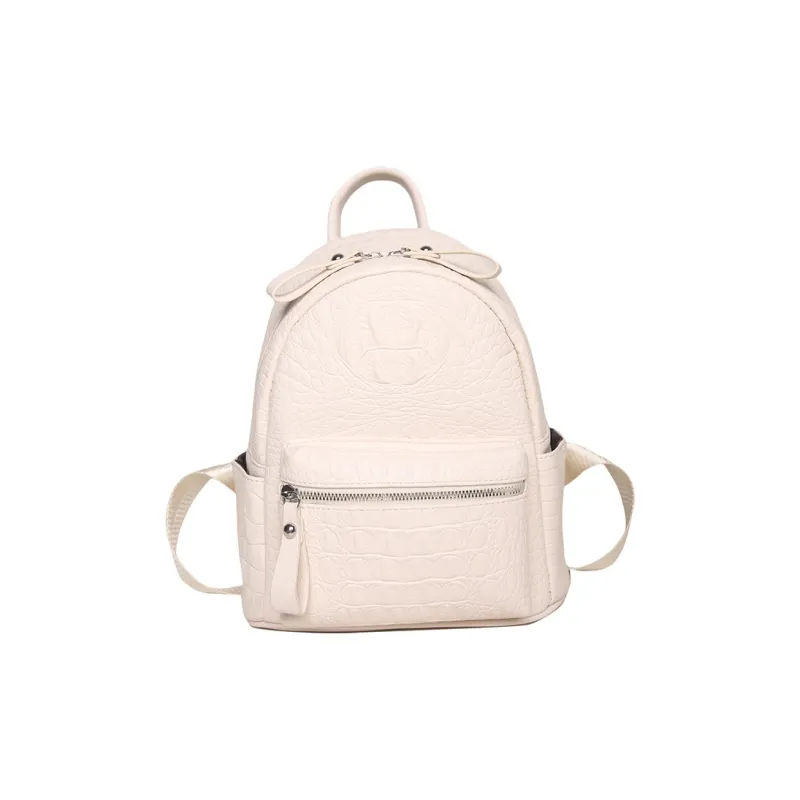 Yalu PU Backpack Women's White/Black-13
