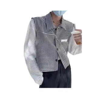 JIMI&JONS Vest Unisex Black White Plaid