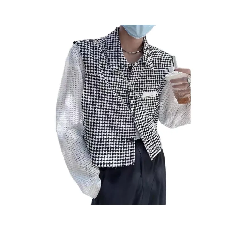 JIMI&JONS Vest Unisex Black White Plaid-0