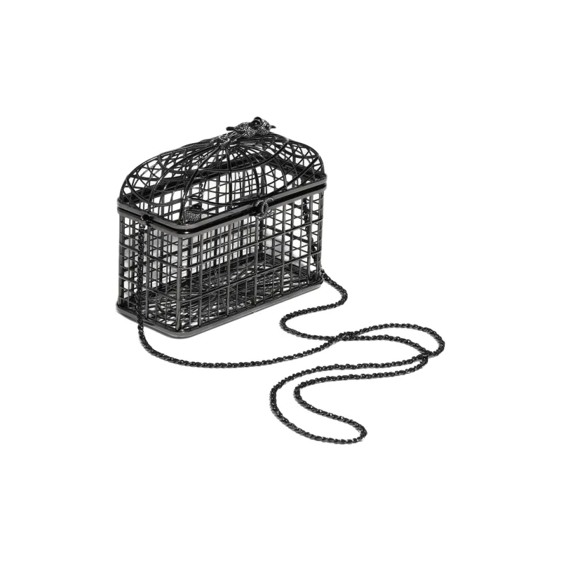 CHANEL Metal Evening Party Shoulder Bags Women's Black-1