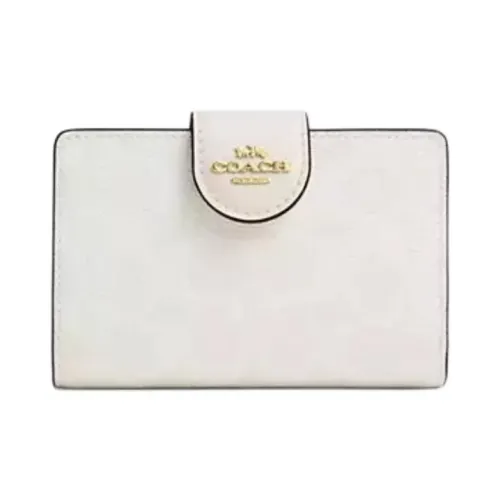 COACH Corner ZipSignature Coated Canvas Wallet Medium Size Women's White
