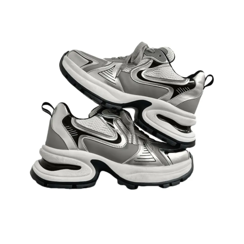 A Fairy Tale Of A Pair Of Shoes Cushioning Breathable Low Top Chunky Sneakers Unisex Silver-3