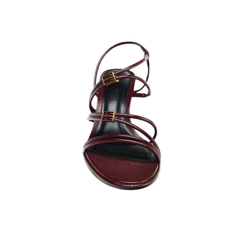 ZARA Strap Sandals 7cm Women's Dark Red-3