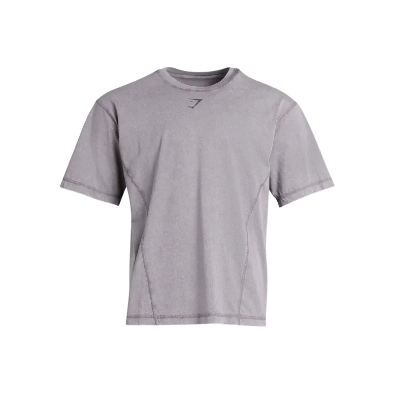 GYMSHARK HERITAGE WASHED T SHIRT T Shirt Men's Dusty Purple-0