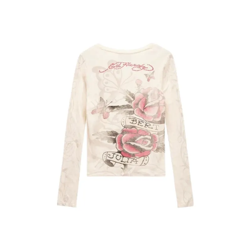 Ed Hardy T Shirt Women's Ivory White-1