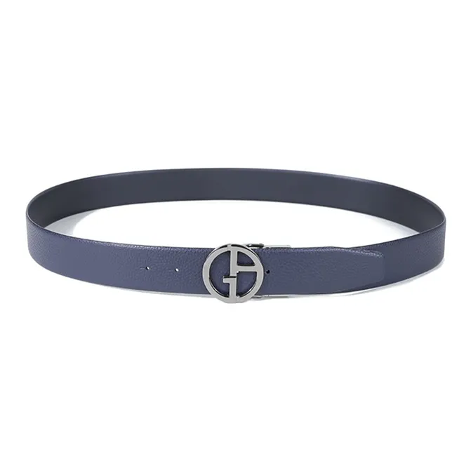 AMANI Cow Leather Belts Men's Blue/Black Width  4cm-4