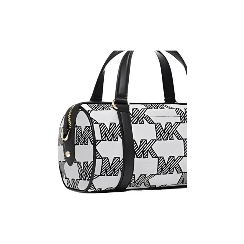 MICHAEL KORS Fabric Artificial Leather Boston Bag Handbag Shoulder Bag Crossbody Bag Medium Size Women's Black & Gray-3