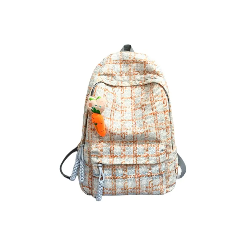 URBAN FOREST Corduroy Backpack Unisex Pink/Light Green/Lake Blue-12