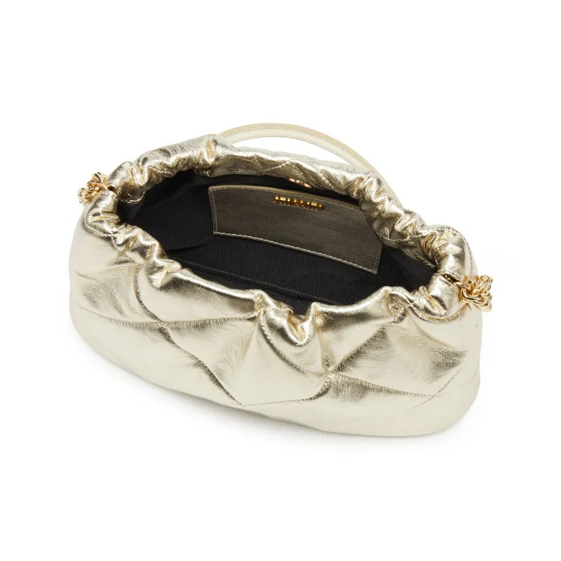 Staccato Sheepskin Shoulder Bag Medium Size Women's Metallic Silver/Elegant Gold-7