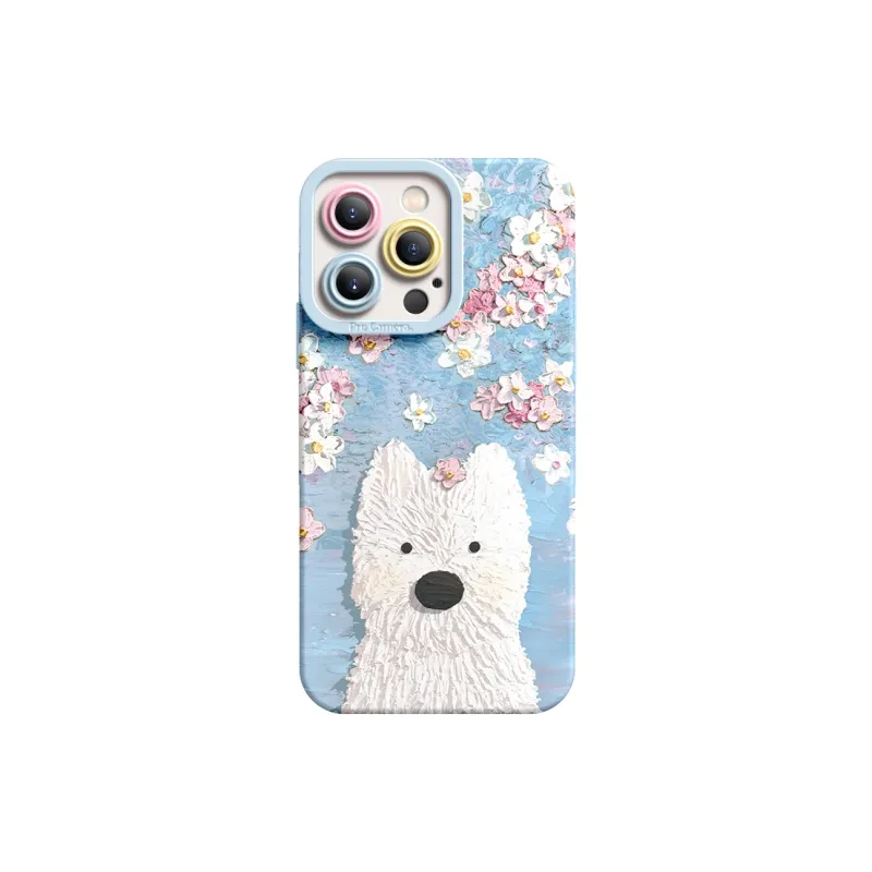I Create My Art Silicone Material Spring West Highland Phone Case Compatible With Apple Collection Cute Style-6