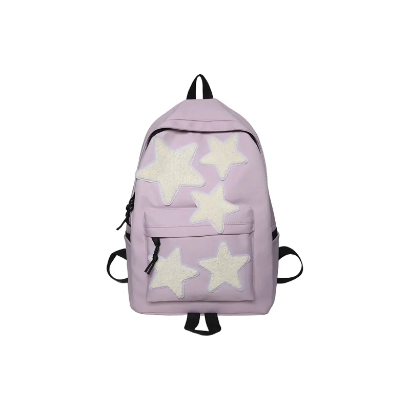 BUBM Nylon Backpack Regular Unisex Black/White/Light Purple/Navy Blue/Peacock Blue-0
