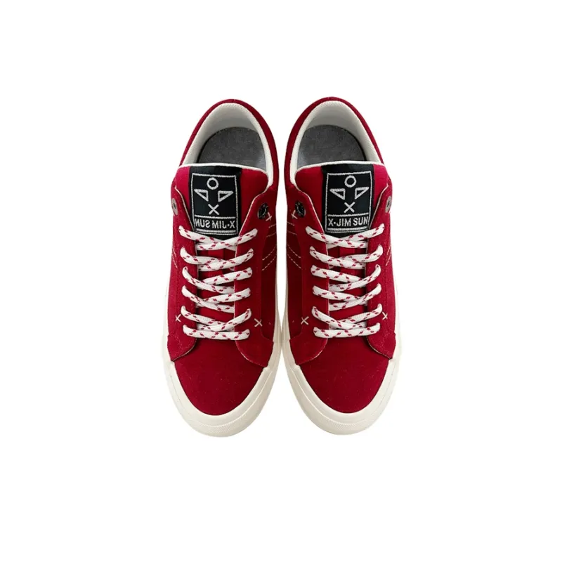 X JIMSUN Coverage Balance Support Low Top Skateboard Shoes Unisex Red White-1