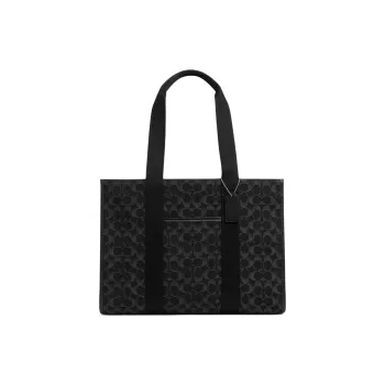 COACH Smith Denim Tote Bag Shopping Bag Handbag Large Size Women's Black