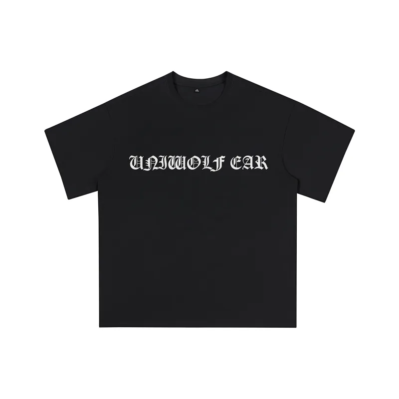 UNIWOLF Drop Shoulder Sleeve T Shirt Unisex Black-0