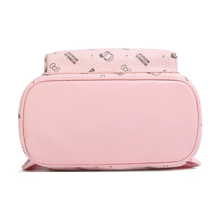 Disney Minnie Series PVC Polyvinyl Chloride University Student Small Backpack Women's Pink/Ecru-5