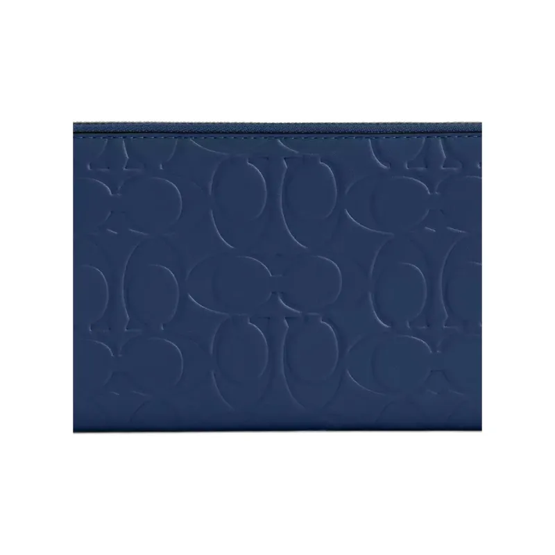 COACH SignatureAccordion Wallet Cow Leather Wallet Small Size Men's Blue-2