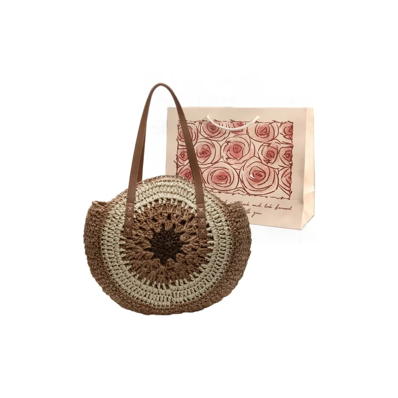 VERADONNA Straw Woven Shoulder Bag Women's Multicolor-15