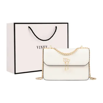VINEY Cow Leather Small Square Bag Shoulder Bag Crossbody Bag Regular Women's White