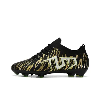 VAKY Soccer Shoes Unisex Low Top Black Gold/White Gray