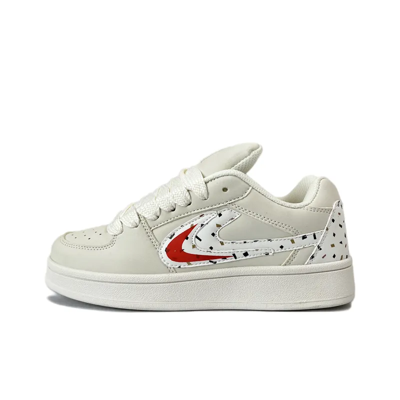 JIANGSHOU Wear Resistant Height Increasing Slip Resistant Low Top Skateboard Shoes Women's Ecru-0