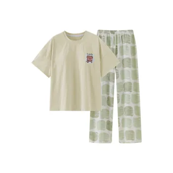 XIAFENYAN Pajama Set Women's Yellow Green
