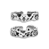 Graffiti Cat and Dog Diary Ring 1 Pair