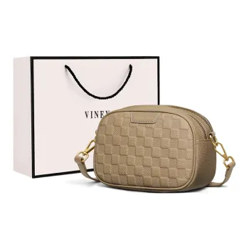 VINEY Cow Leather Shoulder Bag, Crossbody Bag, Small Square Bag Regular Women's Khaki