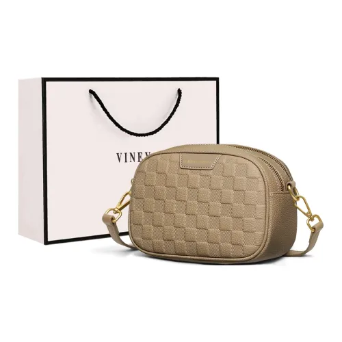 VINEY Cow Leather Shoulder Bag, Crossbody Bag, Small Square Bag Regular Women's Khaki