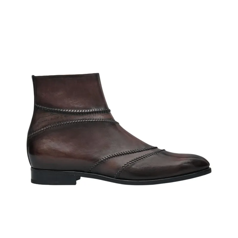 BERLUTI Rapiécé Reprisé Scritto 24 Winter Collection Ankle Boots Men's Dark Brown-1