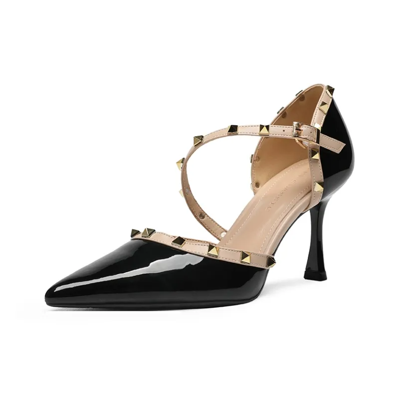 ZHR Slim Heel High Heels 8cm Women's Nude-12