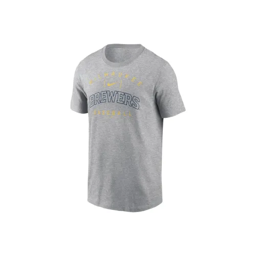 Nike Milwaukee Brewers Home Team Athletic Arch T-Shirt Men's Gray