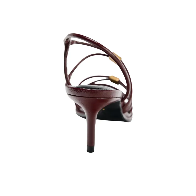 ZARA Strap Sandals 7cm Women's Dark Red-4