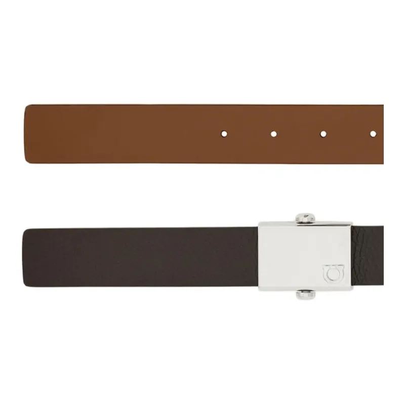 FERRAGAMO Cow Leather Belts Men's Light Gray -1